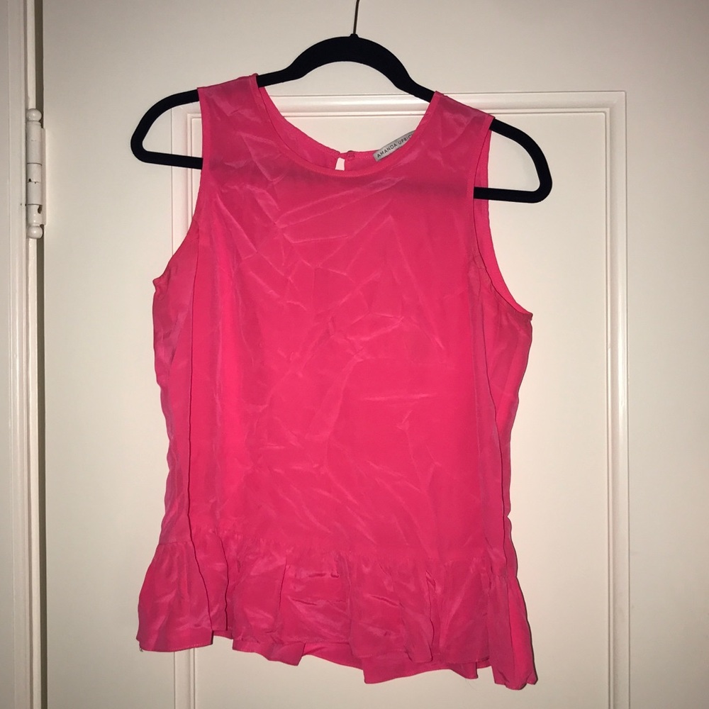 Amanda Uprichard Pink Silk Top